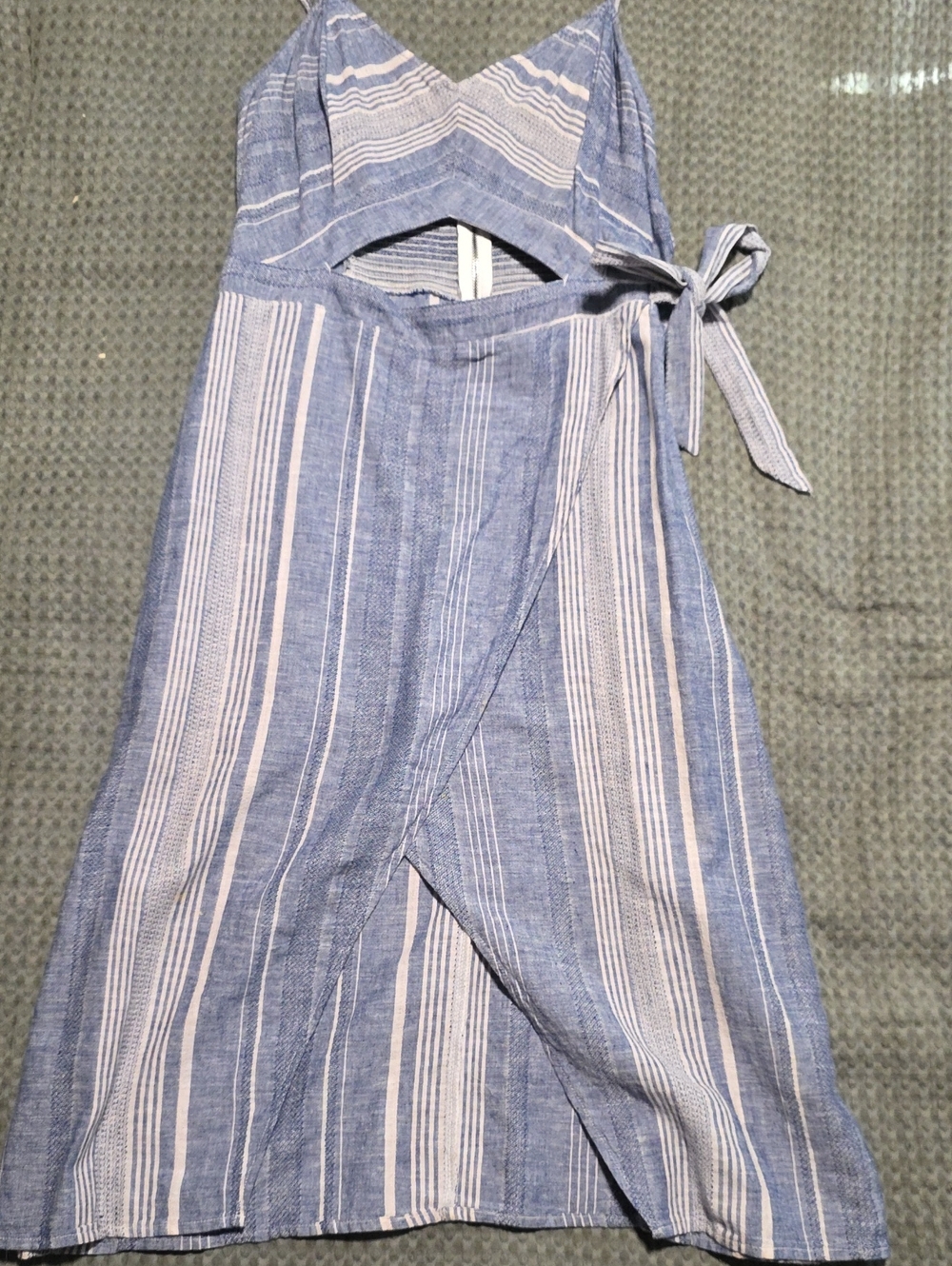 Express Womens Blue & White Striped Wrap Denim Dress